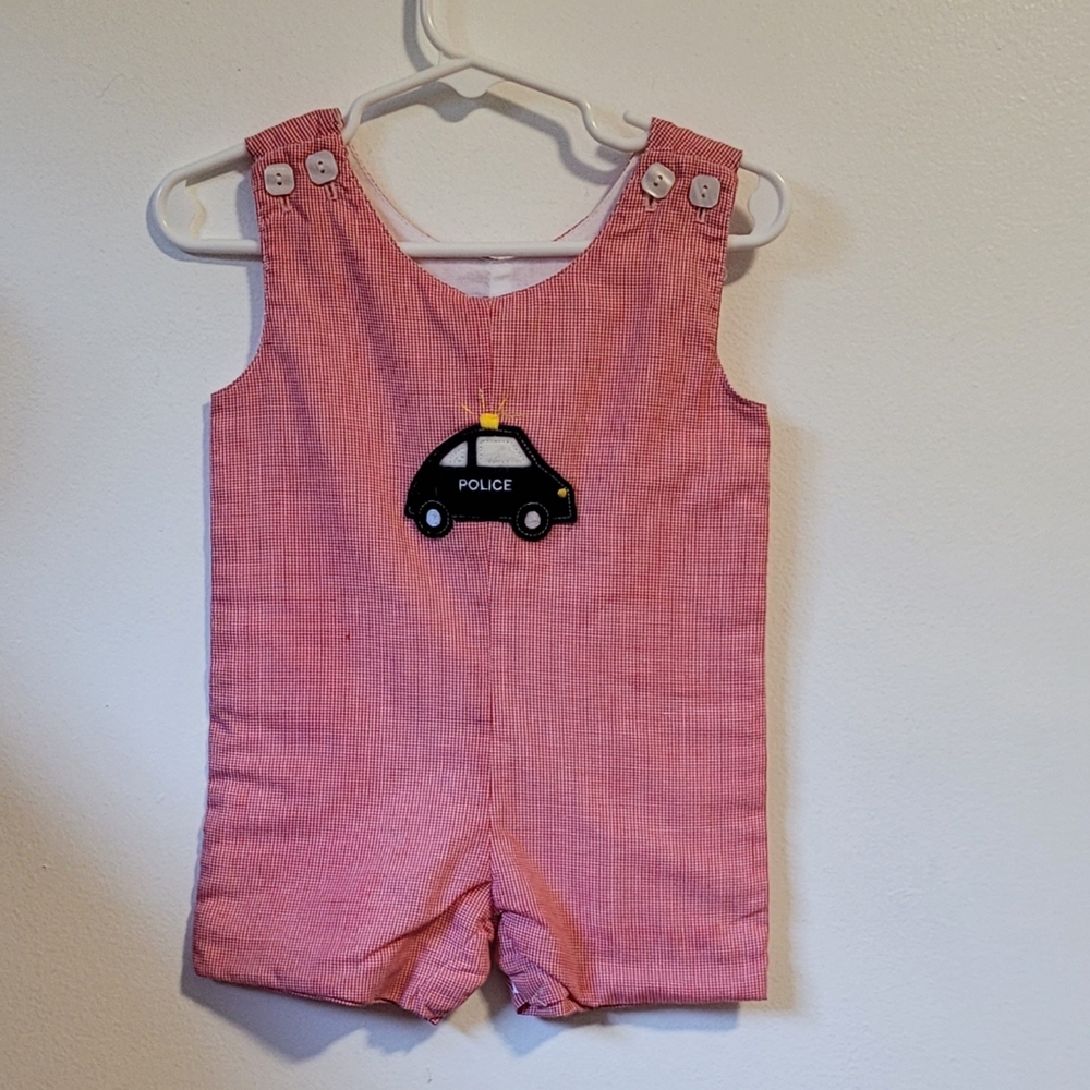 Pink Baby Romper with Police Car Patch